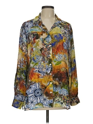 Tianello Long Sleeve Silk Top (view 1)