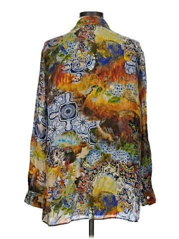 Tianello Long Sleeve Silk Top (view 2)