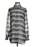 Moda International 100% Polyester Stripes Silver Long Sleeve Blouse Size S - photo 1