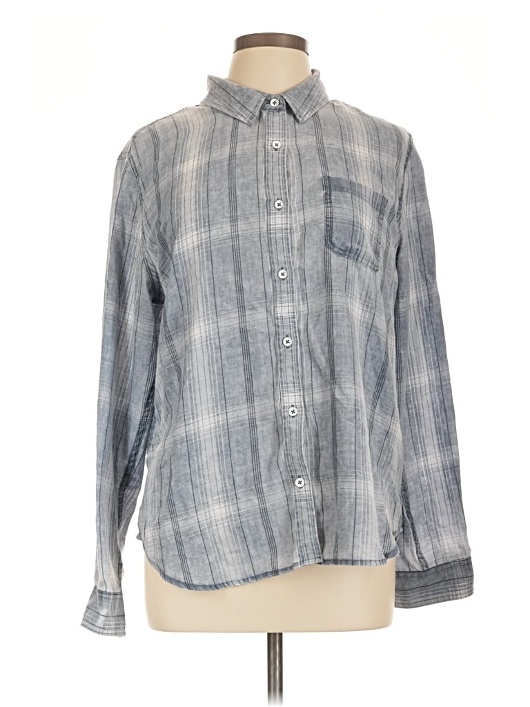 Pre-owned Flag & Anthem Long Sleeve Blouse In Gray
