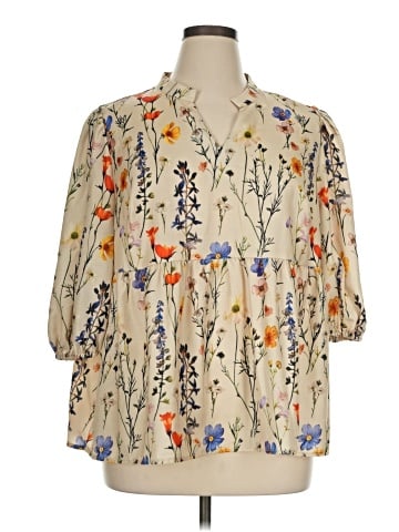 Shein Curve 3/4 Sleeve Blouse (view 1)