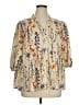 Shein Curve 100% Polyester Floral Ivory 3/4 Sleeve Blouse Size 16 Plus (2) - photo 1