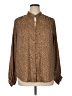 Liz Claiborne 100% Polyester Animal Print Brown Long Sleeve Blouse Size 0X - photo 1
