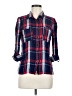 Stoosh 100% Rayon Plaid Blue 3/4 Sleeve Button-Down Shirt Size M - photo 1