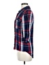 Stoosh 100% Rayon Plaid Blue 3/4 Sleeve Button-Down Shirt Size M - photo 5