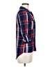 Stoosh 100% Rayon Plaid Blue 3/4 Sleeve Button-Down Shirt Size M - photo 4