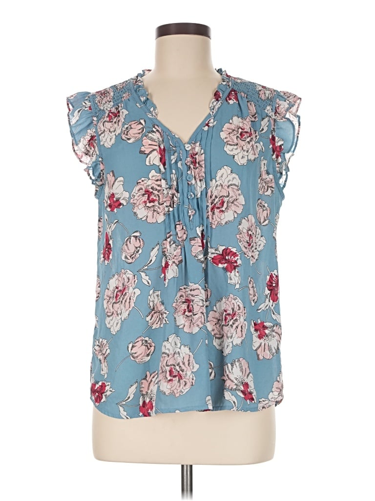Pre-owned Daniel Rainn Tank Top Blue Tie Neck Tops