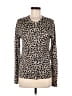 August Silk 100% Silk Animal Print Brown Black Silk Cardigan Size M - photo 1