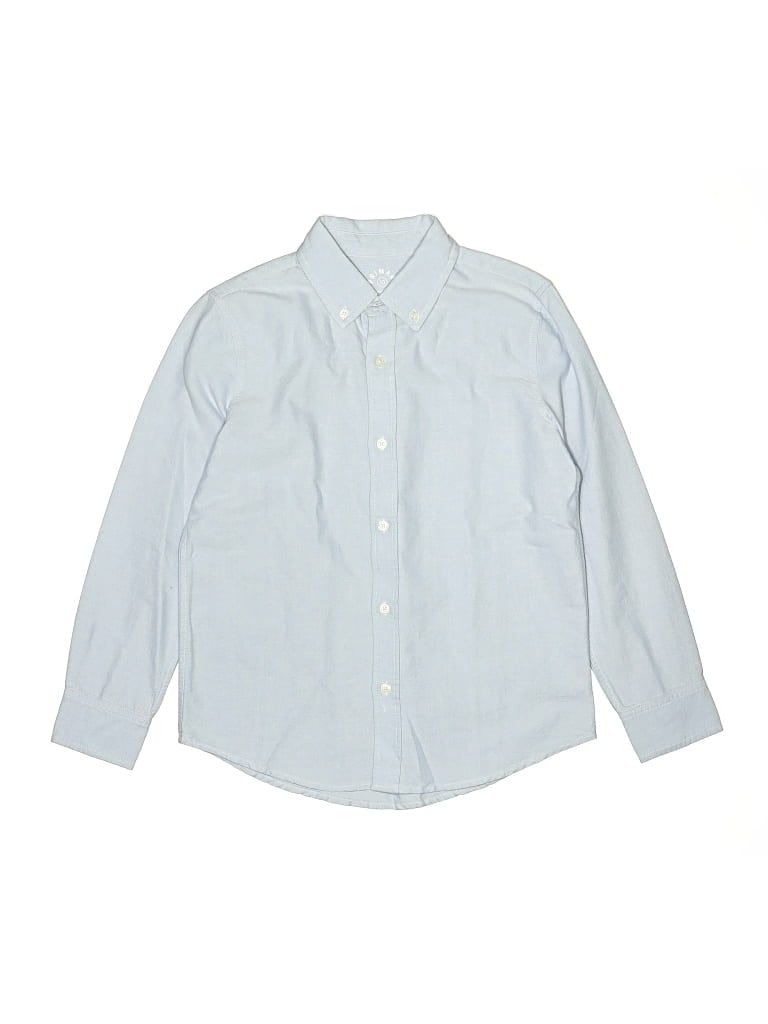 Pre-owned Primary Clothing Kids' Long Sleeve Button Down Shirt In Blue