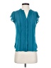 H&M 100% Polyester Teal Short Sleeve Blouse Size 4 - photo 1