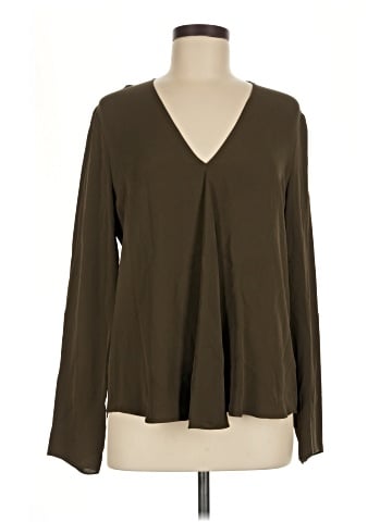 Theory Long Sleeve Silk Top (view 1)