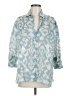 Zara Blue 3/4 Sleeve Button-Down Shirt Size M - photo 1