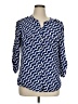41Hawthorn 100% Polyester Chevron-herringbone Blue 3/4 Sleeve Blouse Size XL - photo 1