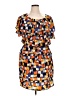 AB Studio 100% Polyester Print Orange Casual Dress Size 16 - photo 1