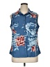 Lularoe Floral Blue Sleeveless Button-Down Shirt Size XL - photo 1