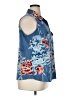 Lularoe Floral Blue Sleeveless Button-Down Shirt Size XL - photo 4