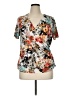 North Style Floral Ivory Short Sleeve Blouse Size XL - photo 1