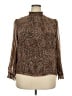 1.State 100% Polyester Animal Print Brown Long Sleeve Blouse Size XXL - photo 1