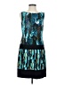 Laundry by Shelli Segal 100% Polyester Graphic Teal Cocktail Dress Size 4 - photo 1