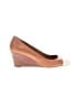 Tory Burch 100% Leather Color Block Brown Tan Wedges Size 7 1/2 - photo 1