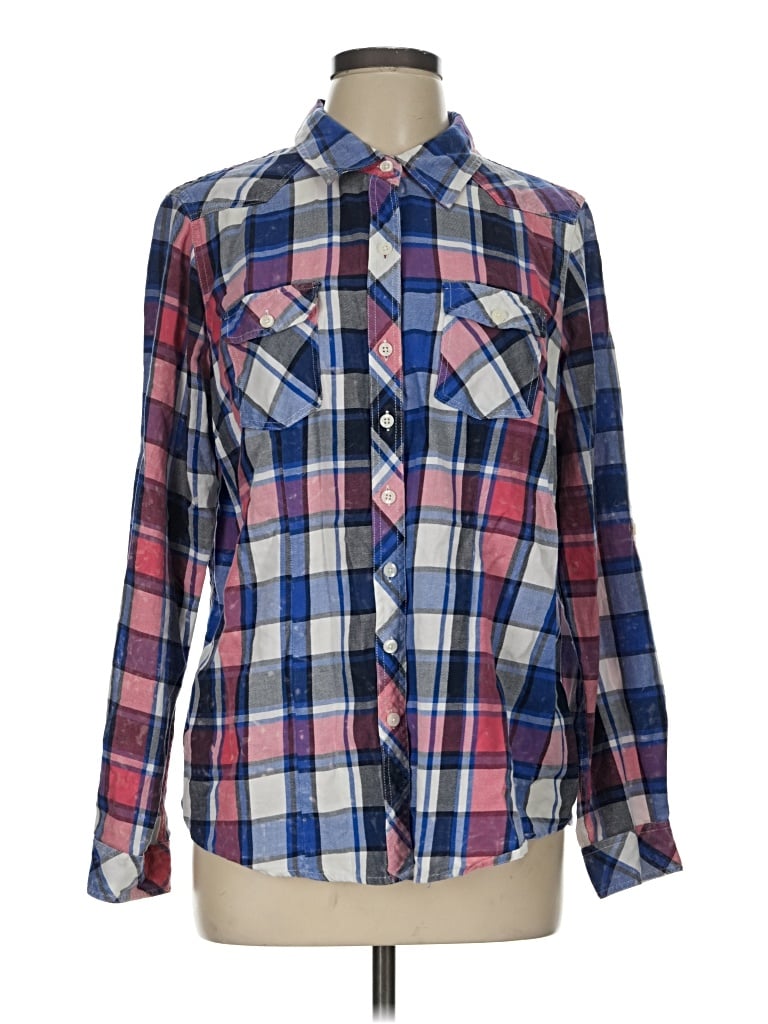 Pre-owned Torrid Long Sleeve Button Down Shirt In Blue