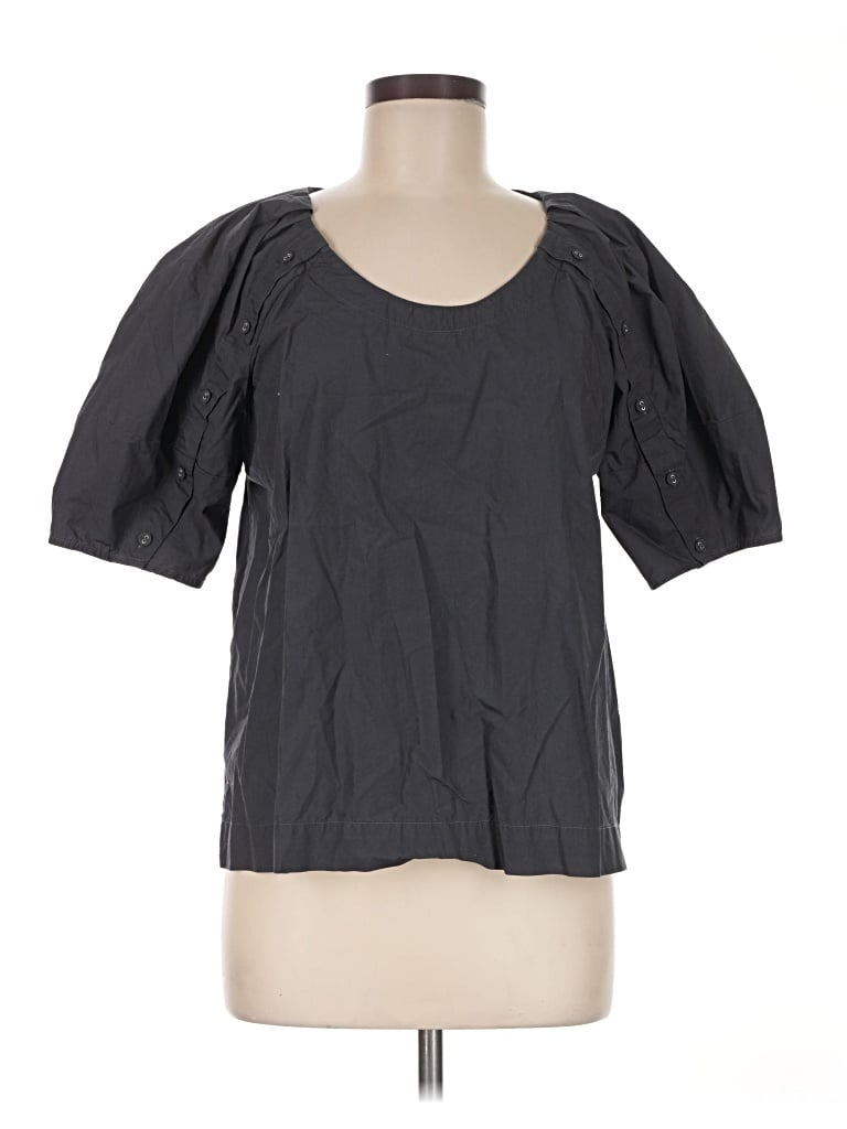 Pre-owned Ann Taylor Loft Short Sleeve Blouse In Black
