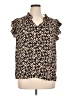 VOY 100% Polyester Black Short Sleeve Blouse Size 1X - photo 1