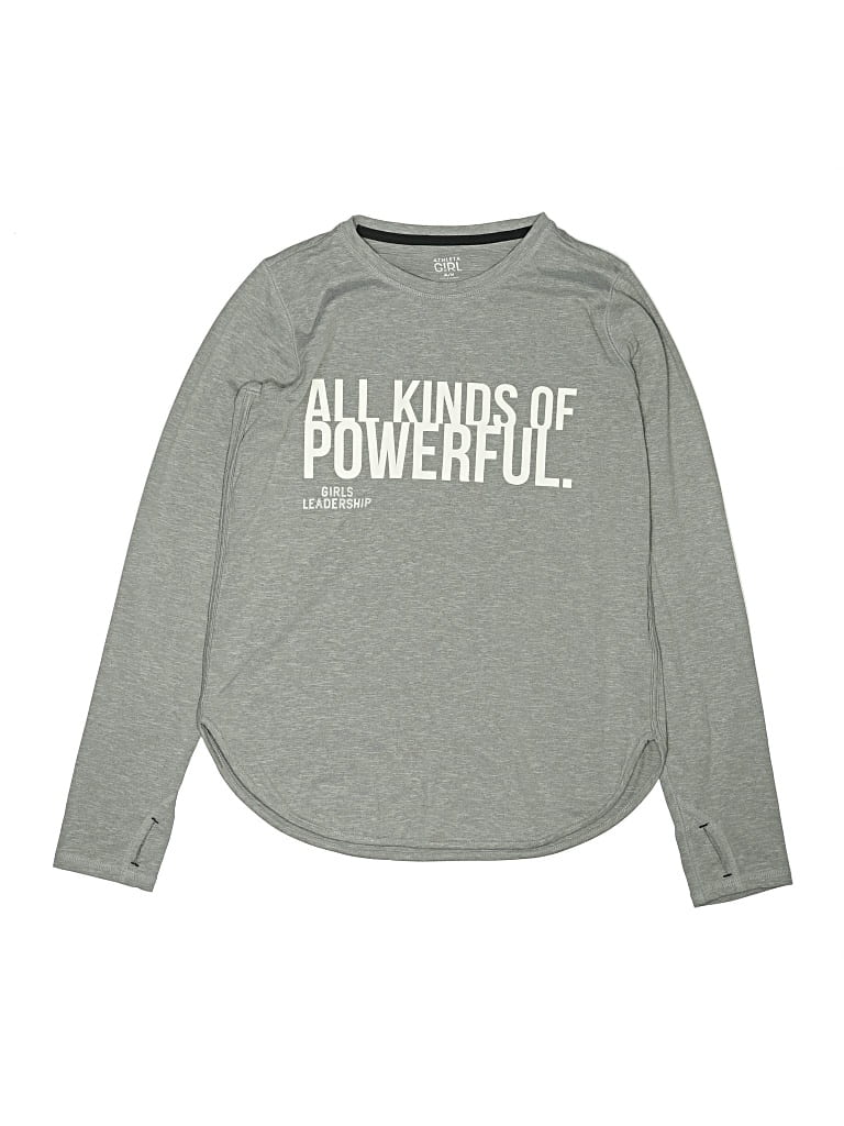 Pre-owned Athleta Girl Kids' Long Sleeve T-shirt In Gray