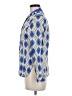 Zara Argyle Blue Long Sleeve Blouse Size M - photo 5