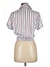 Sans Souci 100% Polyester Stripes Silver Short Sleeve Blouse Size M - photo 2