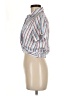 Sans Souci 100% Polyester Stripes Silver Short Sleeve Blouse Size M - photo 5