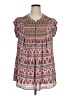 DR2 100% Polyester Red Short Sleeve Blouse Size 1X - photo 1