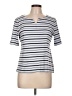 Talbots 100% Cotton Stripes Silver Short Sleeve T-Shirt Size L - photo 1