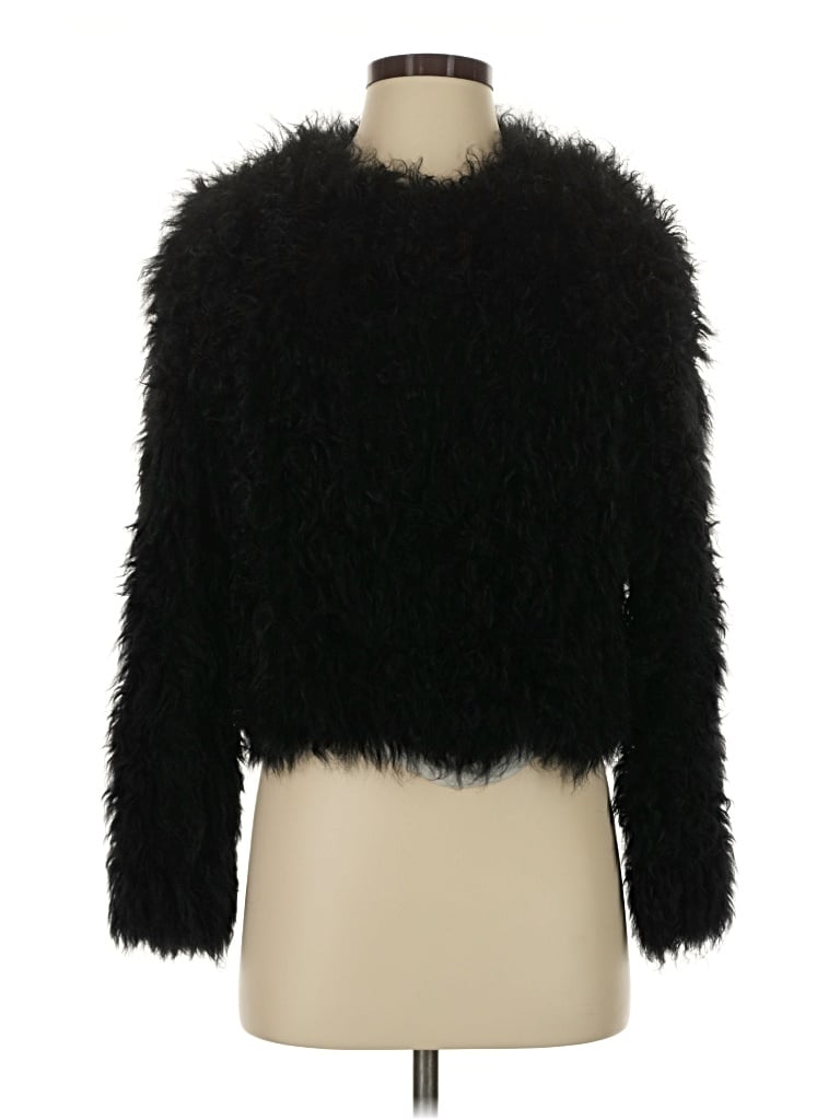 Pre-owned Whistles Faux Fur Jacket In Black