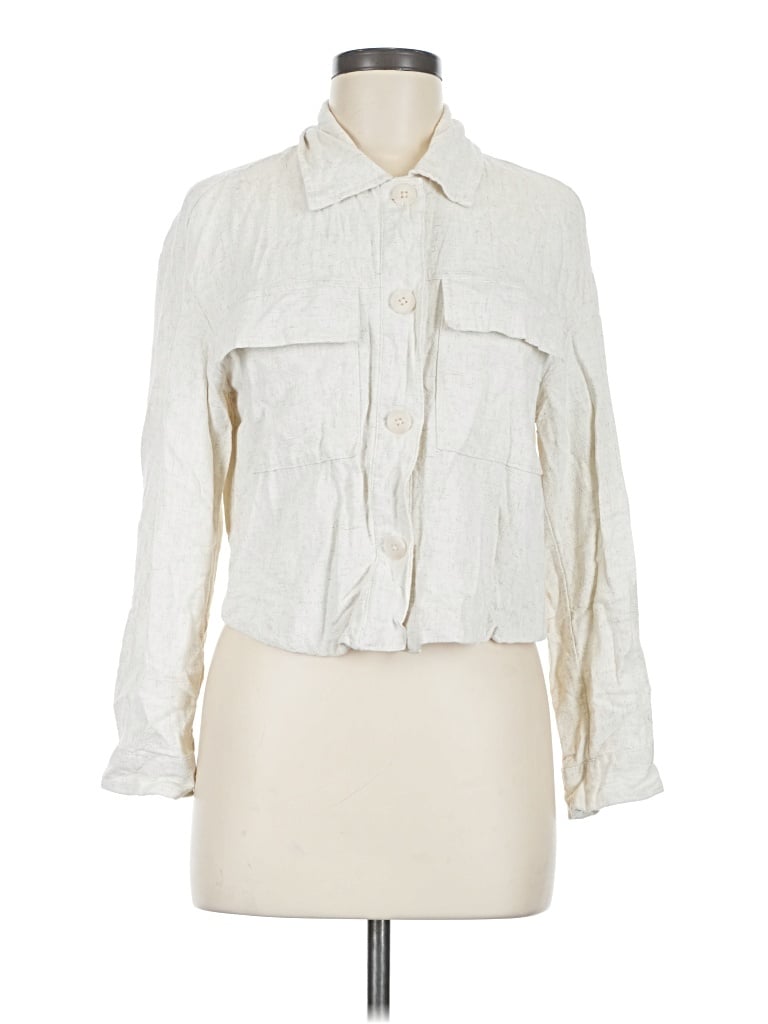 Pre-owned Assorted Brands 3/4 Sleeve Button Down Shirt In Ivory
