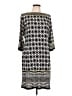 Studio One 100% Polyester Print Black Casual Dress Size L - photo 1