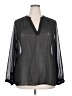 a.n.a. A New Approach 100% Polyester Metallic Black Long Sleeve Blouse Size 2X - photo 1