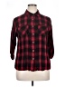 City Chic 100% Viscose Plaid Red 3/4 Sleeve Button-Down Shirt Size 16 Plus (S) - photo 1