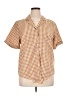 French Connection Checkered-gingham Orange Short Sleeve Blouse Size XL - photo 1