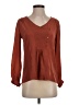 Lil 100% Silk Brown Long Sleeve Silk Top Size 4 - photo 1
