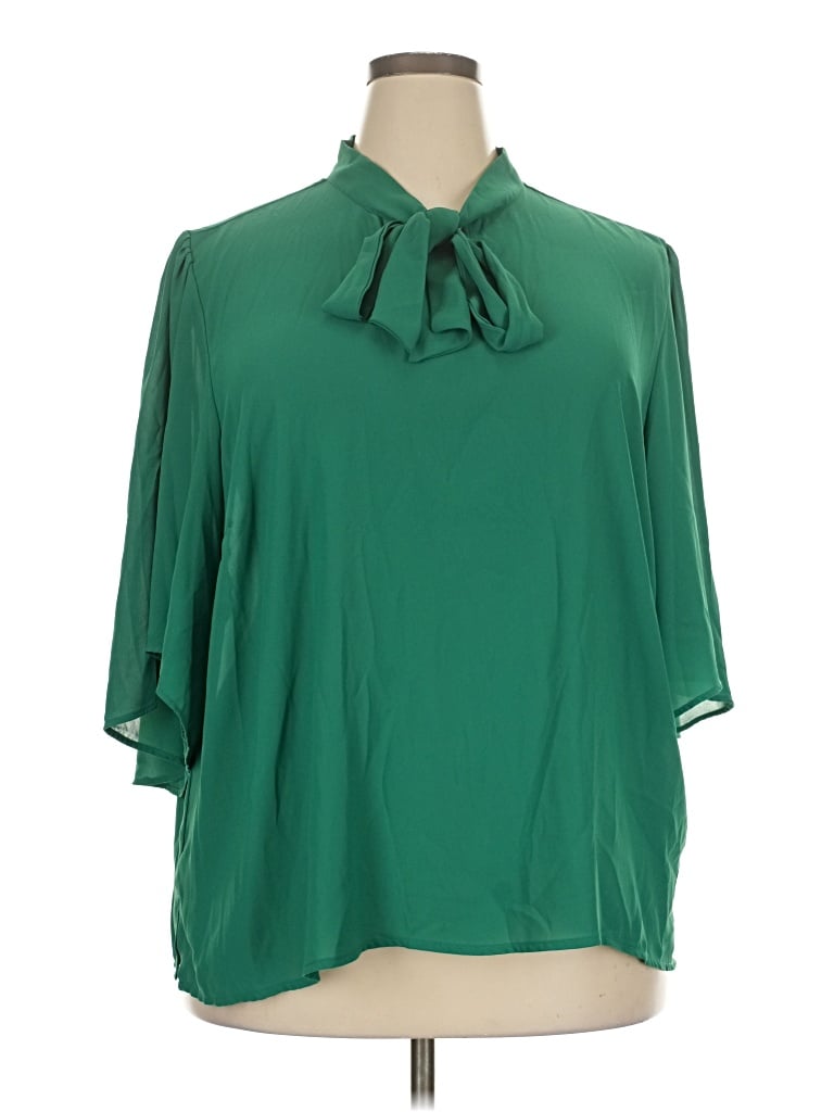 Pre-owned Eloquii 3/4 Sleeve Blouse In Green