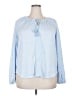 Cable & Gauge Blue Long Sleeve Blouse Size 2X - photo 1