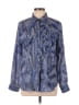 Calvin Klein 100% Polyester Metallic Blue Long Sleeve Blouse Size L - photo 1