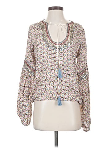 Taj by Sabrina Crippa Long Sleeve Silk Top (view 1)
