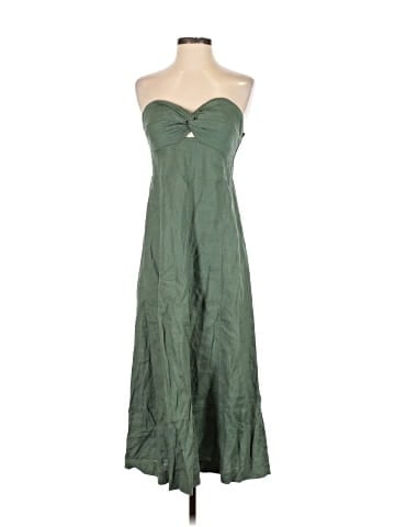 Madewell 100% Linen Cutout Strapless Midi Dress (view 1)