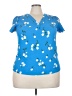 Hilary Radley 100% Polyester Blue Short Sleeve Blouse Size XL - photo 1