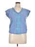 Sigrid Olsen 100% Cotton Blue Short Sleeve Top Size XL - photo 1
