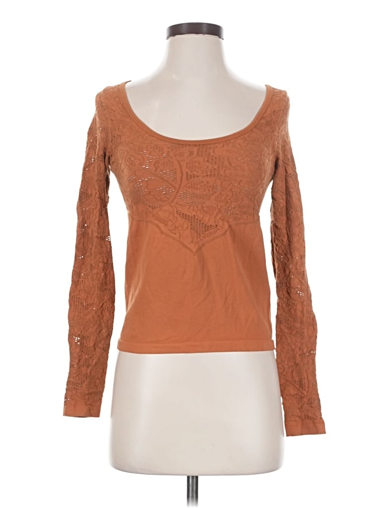 Pre-owned Anthropologie Long Sleeve T-shirt In Orange