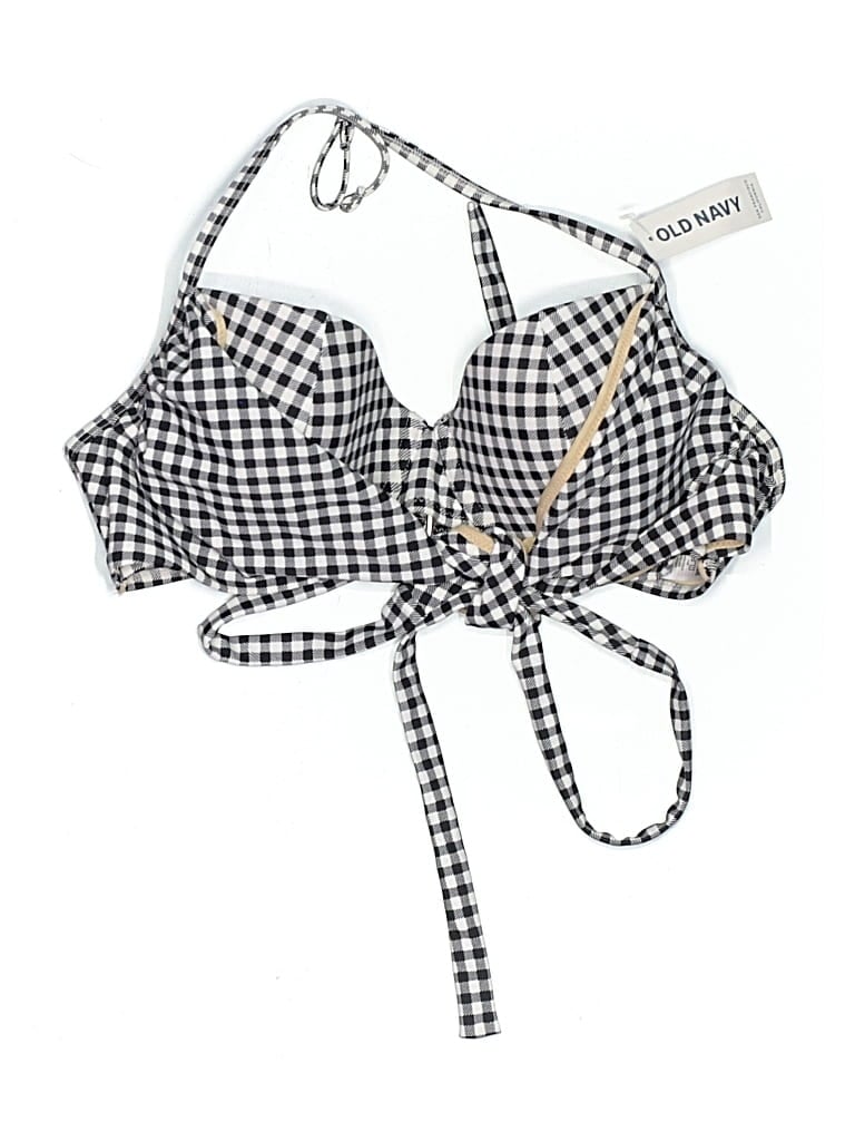 Pre-owned Old Navy Swimsuit Top Gray Houndstooth Pattern Swimwear