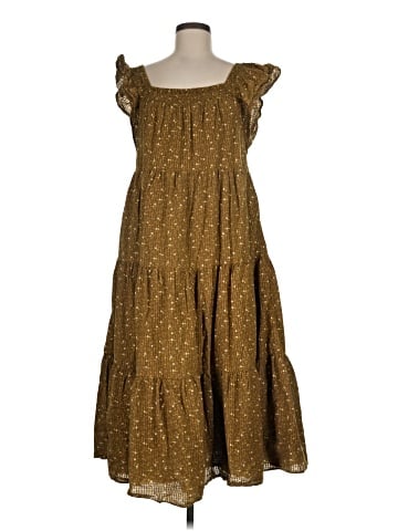 Madewell Ruffle-Sleeve Tiered Midi Dress in Daisy Stitch (view 1)